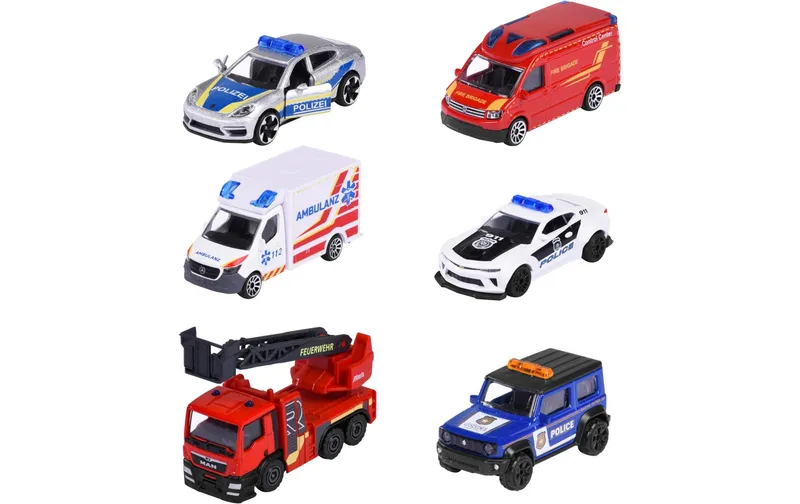 Majorette Rescue 3 Pieces Set, 2-sort. Metall, Kunsttessuto, 3-Teile