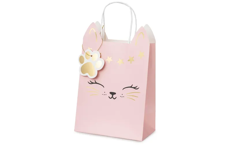 Partydeco Geschenktüte Katze, 1 pièces, Hellrosa
