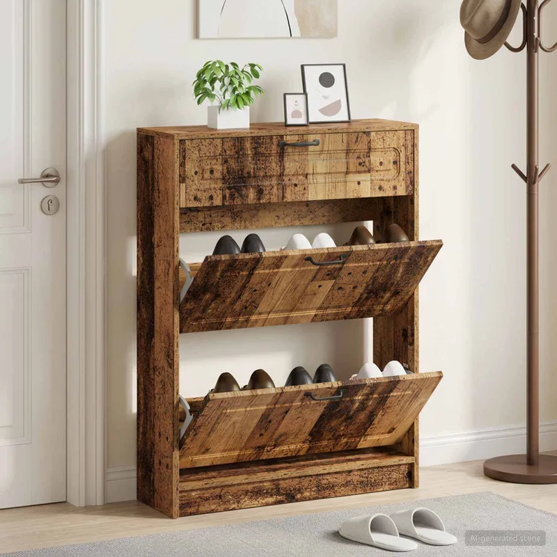 Schuhschrank UTRECHT 78 x 24 x 100 cm engineered wood Altholz
