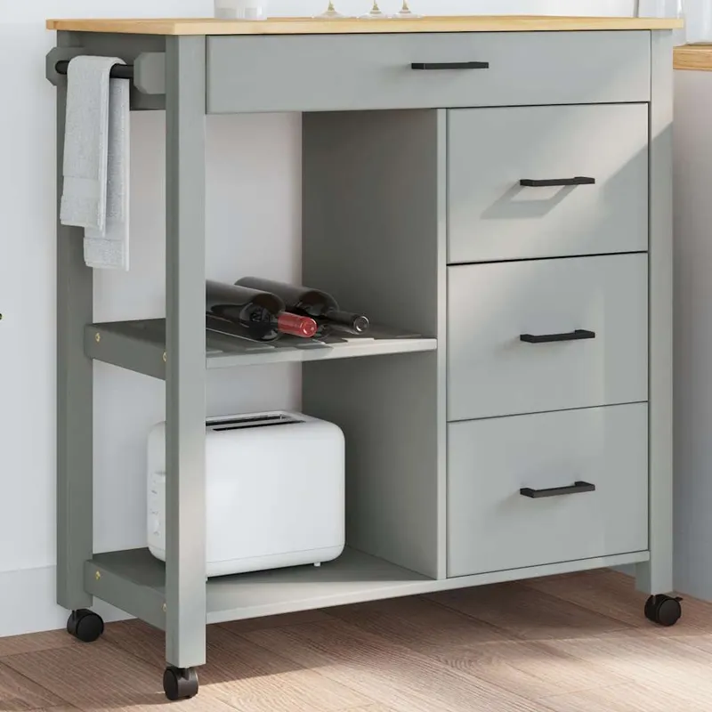 Küchenwagen MONZA 84x40x88,5 cm legno massiccio pino