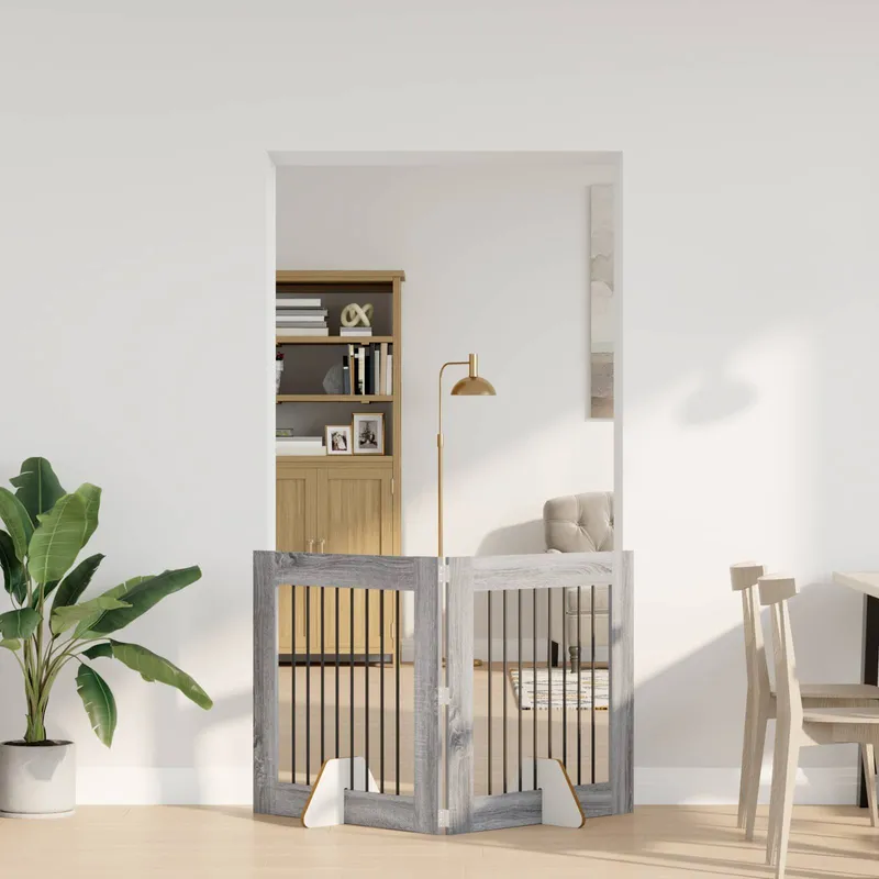 Klappbares Hundetor mit Ständern 2 stk. Sonoma-grigio 160,5 cm