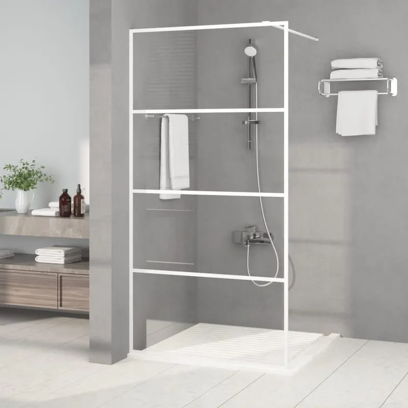 Duschwand per Begehbare Dusche bianco 100x195 cm ESG-Klarvetro