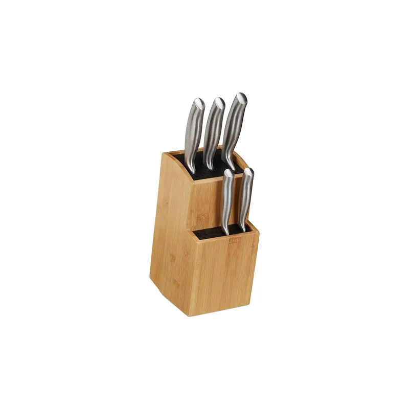 relaxdays Blocco coltelli Nero/Bruno chiaro