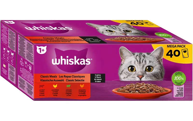 Whiskas Nassfutter Klassische Auswahl in Sauce 1+, 40 x 85 g