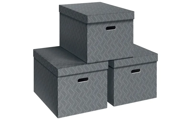 VON Aufbewahrungsbox Gross, 3 pièces, gris