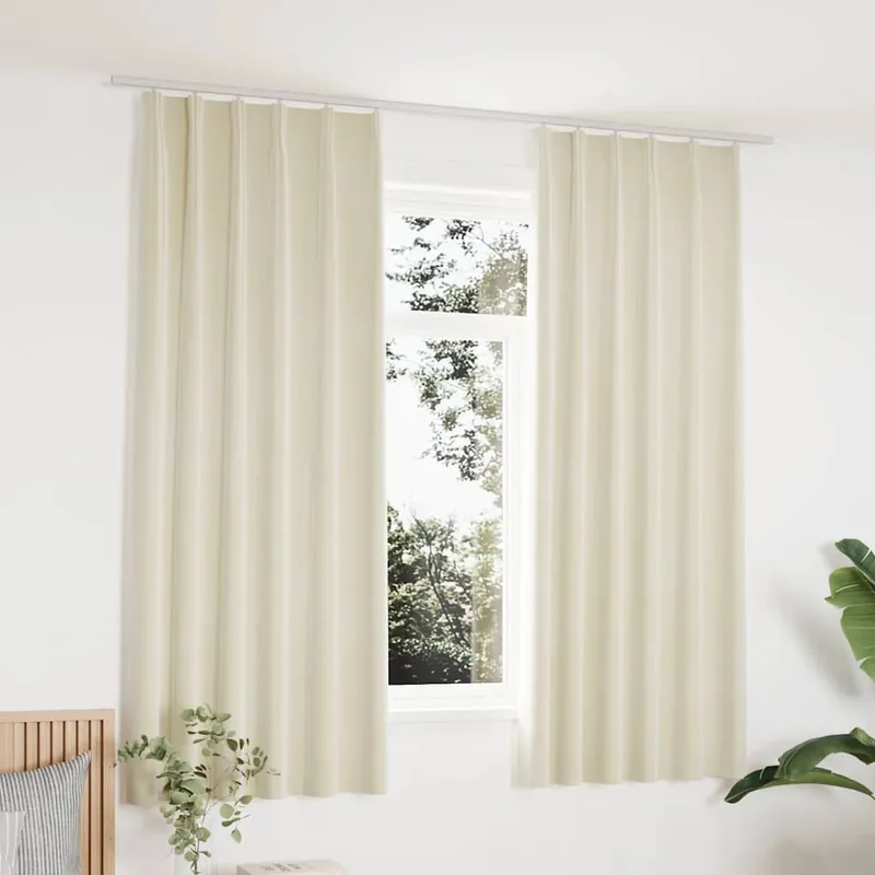 Verdunkelungsvorhänge mit Haken 2 Stk. Samt Creme 140x175cm