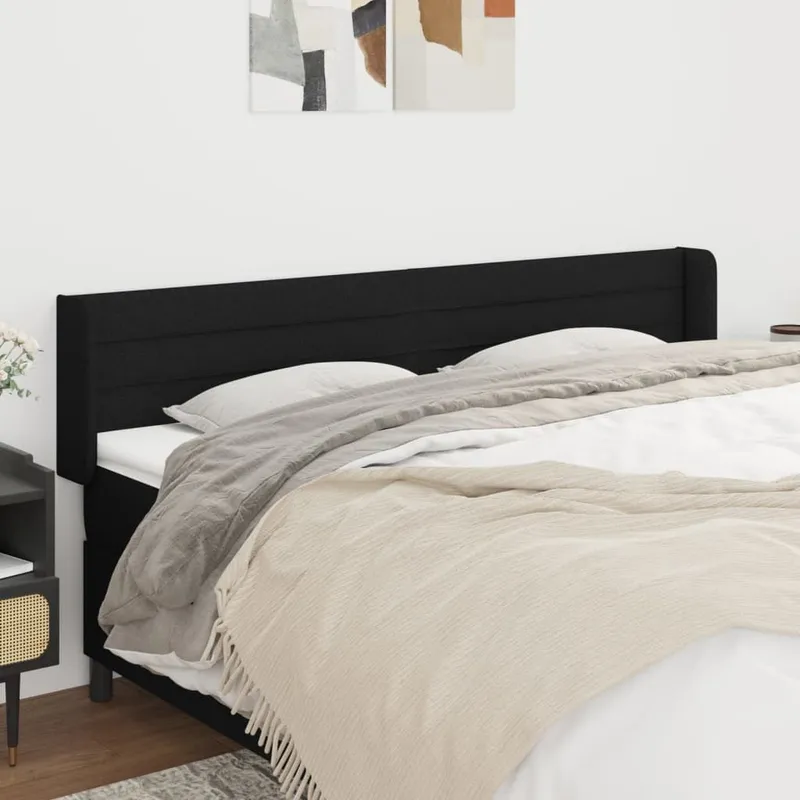 Kopfteil mit Ohren nero 163x16x78/88 cm tessuto