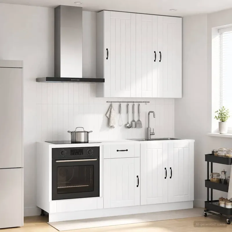 Unité de cuisine LUCCA 5 pc Blanc brillant Bois d'ingénierie