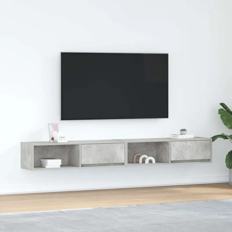 TV-Schränke 2 Stk. Betongrau 100x31x25,5 cm derivato del legno