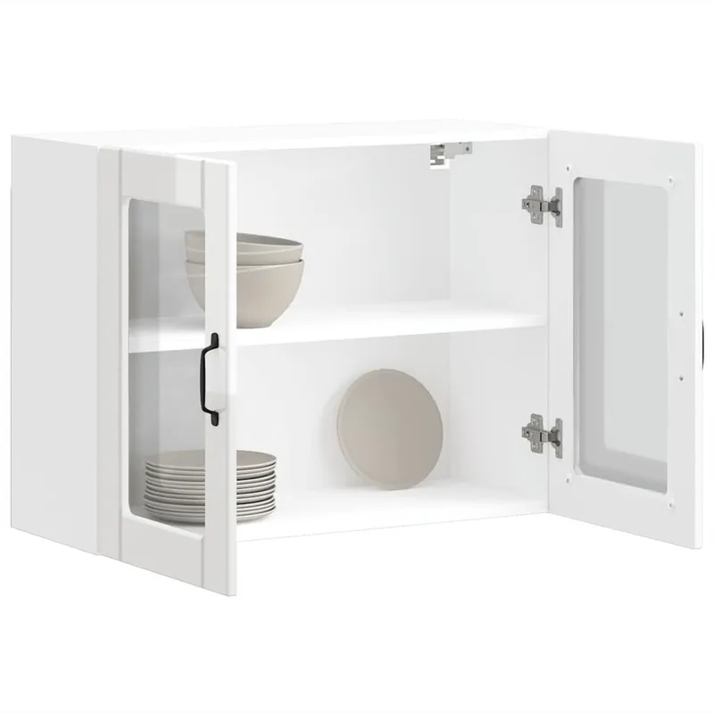 Küchen-Hängeschrank mit Glastür Lucca Hochglanz-Weiß Holzwerkstoff