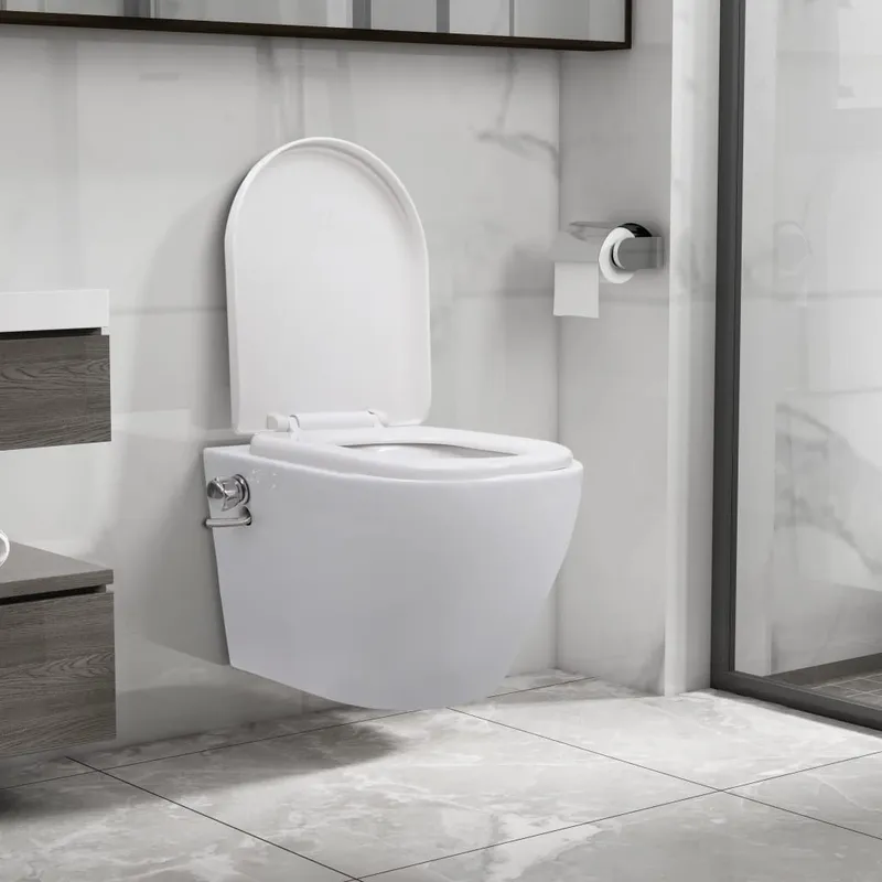 Toilette murale sans bord à fonction de bidet Céramique Blanc