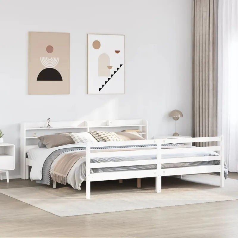 struttura letto con testiera senza materasso bianco 200x200 cm