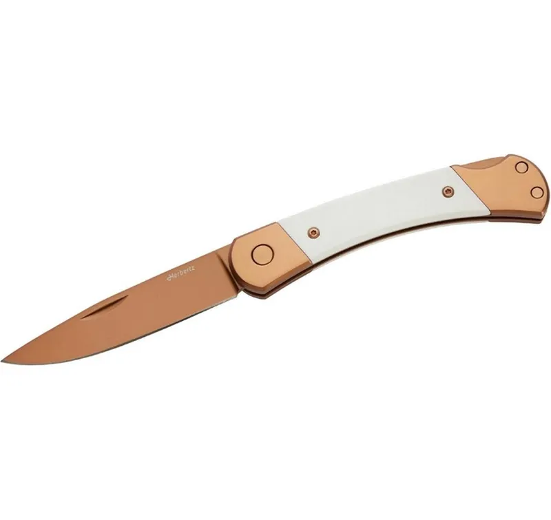 Herbertz Taschenmesser Titanbeschichtung Rosengold D2, Medium, White