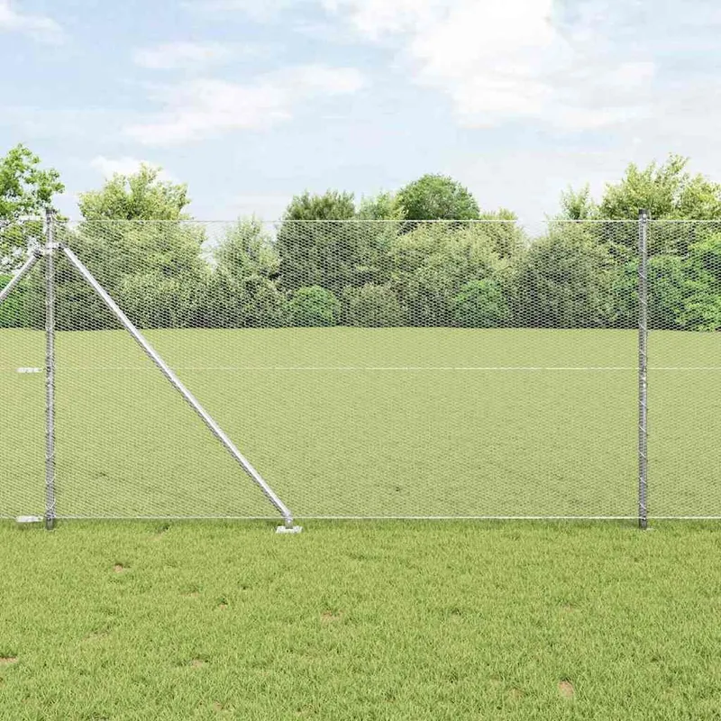 Sechseckzaun mit Pfosten 10 x 1,2 m Verzinkter Stahl Silber
