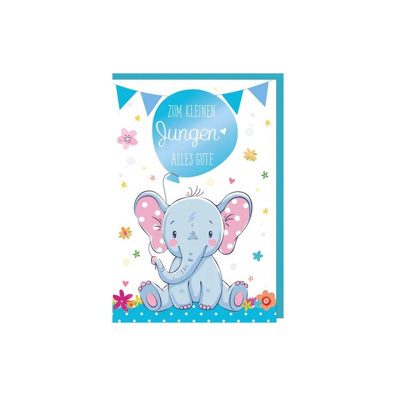 marrone + Company Glückwunschkarte Elefant 11.5 x 17 cm, blu