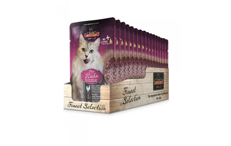 Leonardo Cat Food Nassfutter Huhn Pur, 16 x 85 g