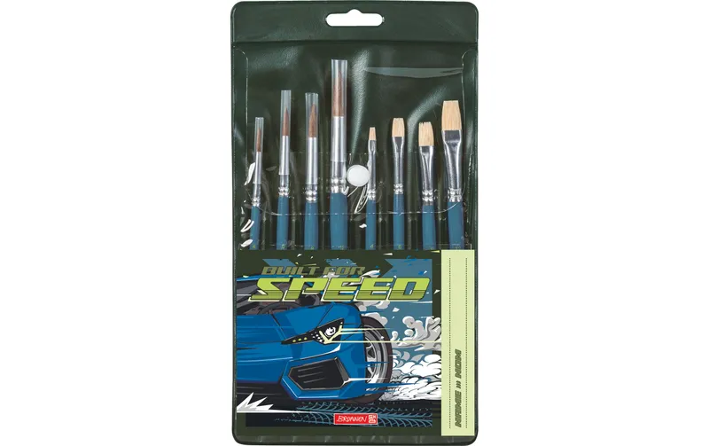 Brunnen Schulpinsel-Set Fast Wheels, 8 Pinsel