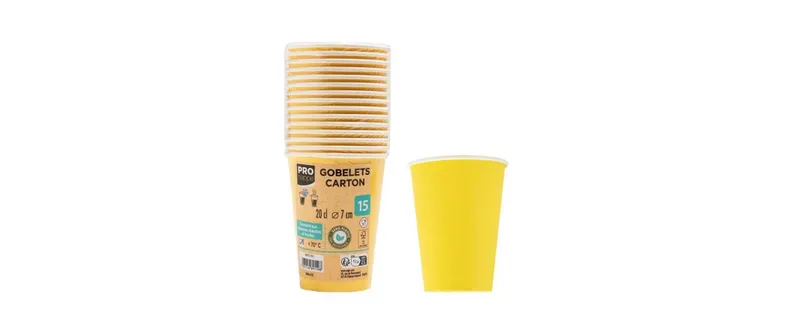 PRO nappe Einwegbecher Gelb 15 pièces