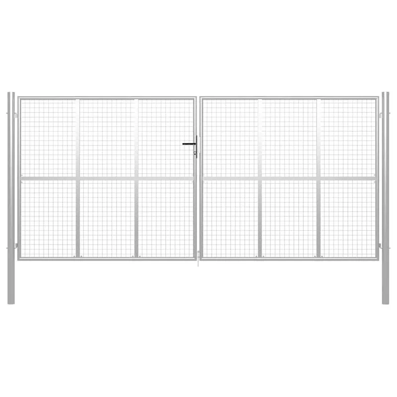 Gartentor verzinkter Stahl 400 x 200 cm Silber