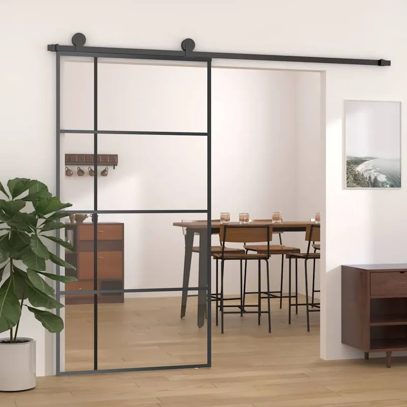 porta scorrevole ESG vetro e alluminio 102,5x205 cm bianco