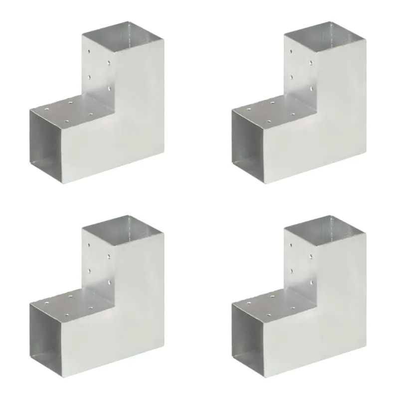 Connecteurs de poteau 4 pcs Forme en L Métal galvanisé 91x91 mm