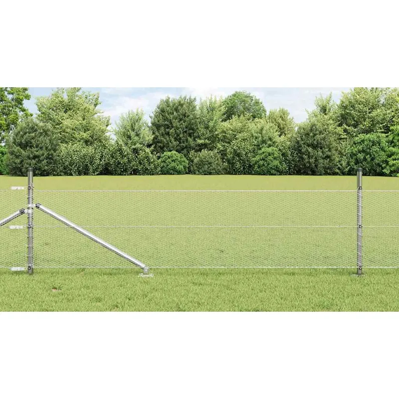Sechseckzaun mit Pfosten 100 x 0,4 m Verzinkter Stahl Silber