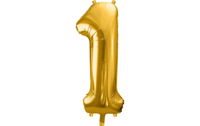 Partydeco Folienballon Zahl 1 gross 86 cm, gold, 1 pezzi