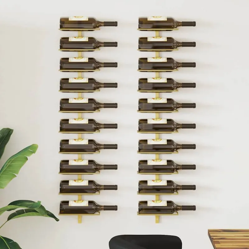 Wand-Weinscaffalee per 10 Flaschen 2 pz. Golden metallo