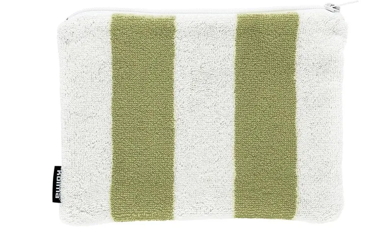 Kolma Necessaire Stripy 24 x 18.5 cm, Olive/Weiss