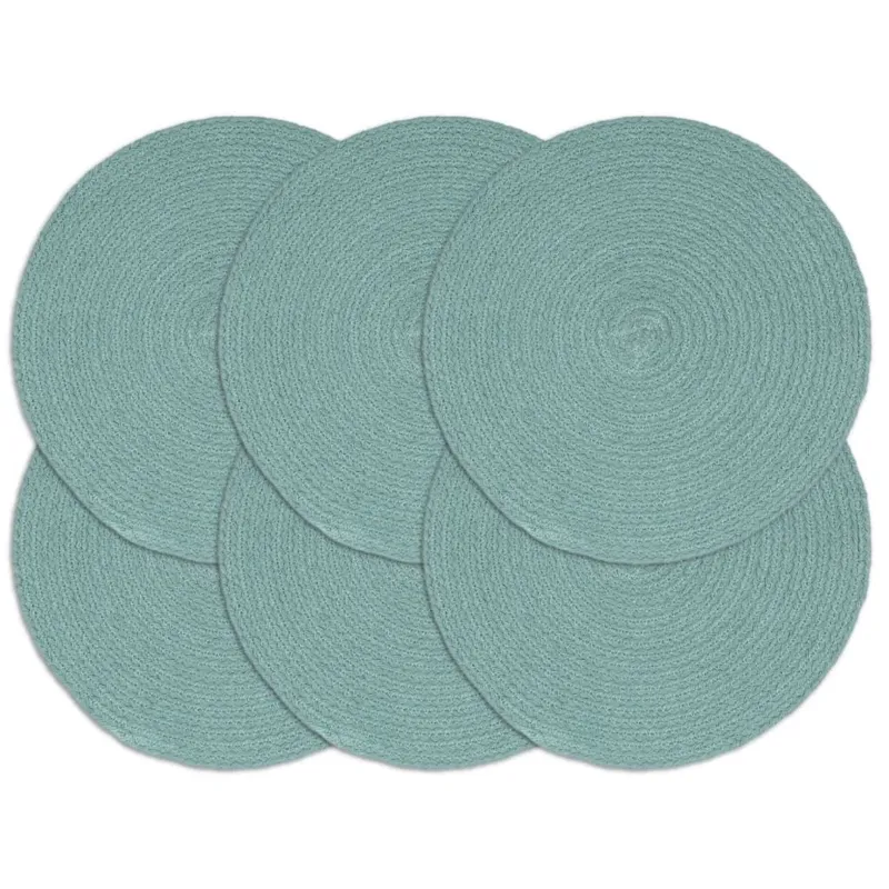 Tischsets 6 Stk. Grün 38 cm Rund Baumwolle