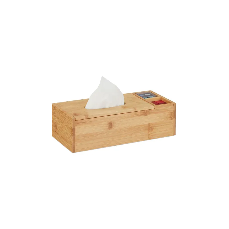relaxdays Kosmetiktücherbox Hellbraun, Bambus