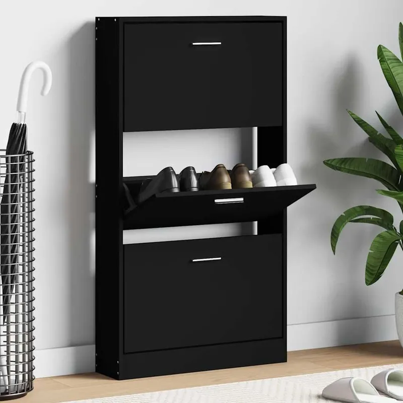 Armoire à chaussures Noir 59x17x108 cm Bois d'ingénierie