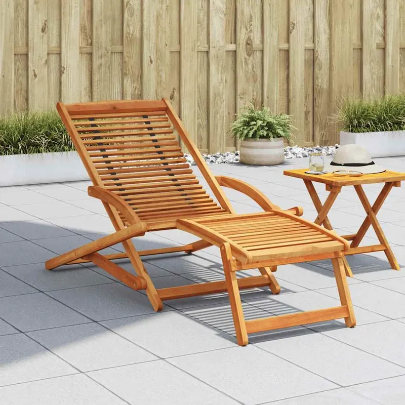 Liegestuhl mit Fußteil legno massiccio acacia