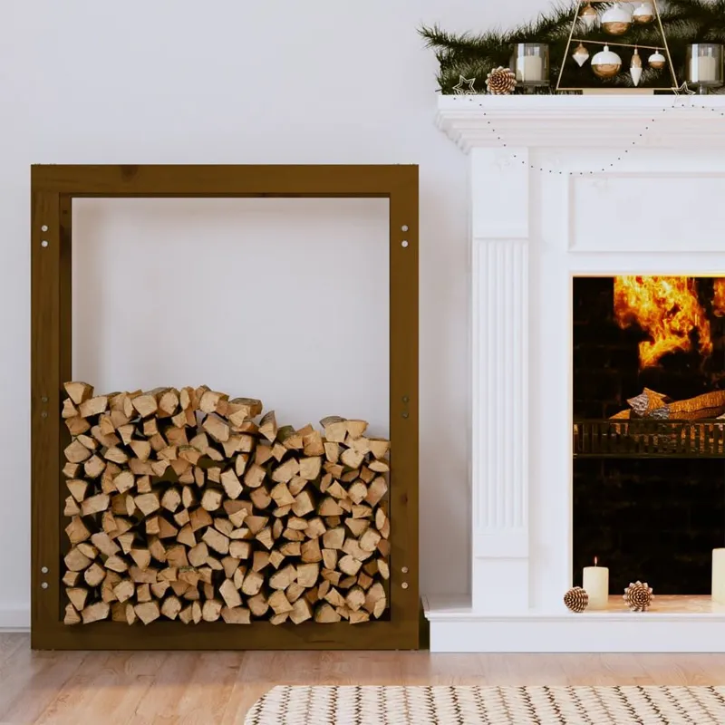 Kaminholzregal Honigbraun 80x25x100 cm legno massiccio pino
