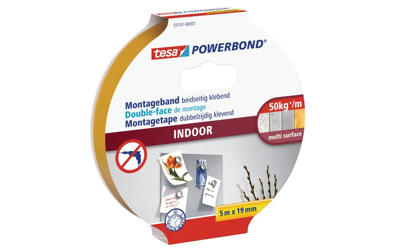tesa Klebeband Powerbond Indoor 5 m x 19 mm 19 mm x 5 m, Beige