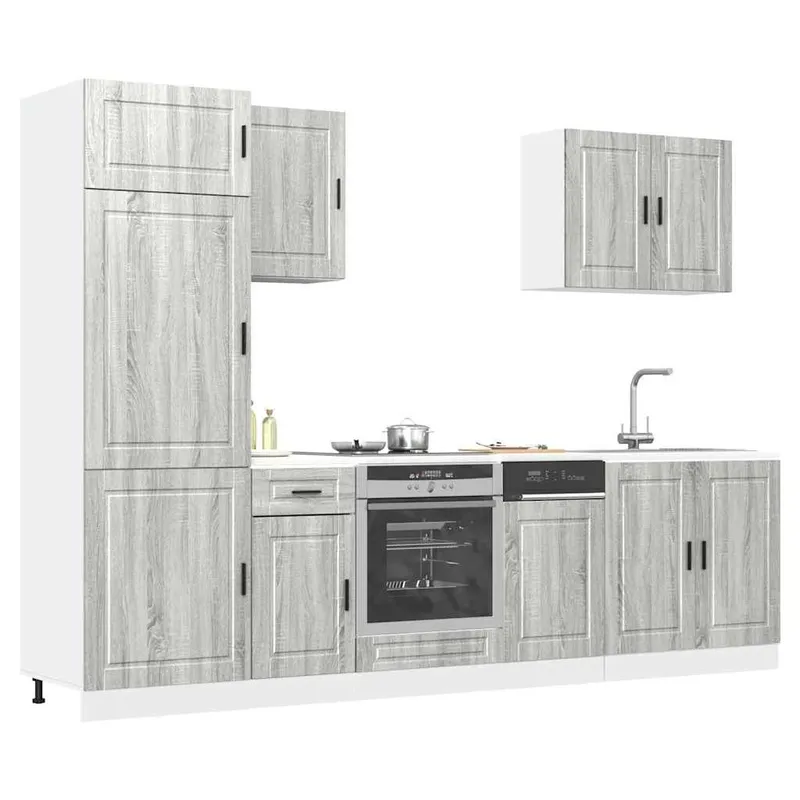 Ensemble de 7 meubles de cuisine "Porto" en bois d'ingénierie Sonoma gris