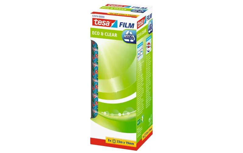 tesa Klebeband Eco & Clear 19 mm x 33 m, transparent, 8 Rollen