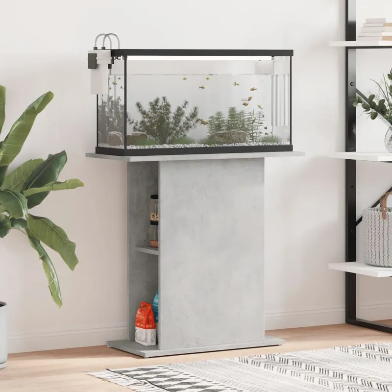 Support pour aquarium gris béton 75x36x72,5cm bois d'ingénierie