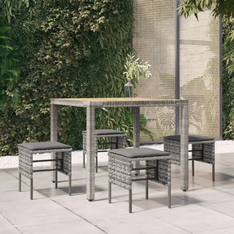 Gartenhocker mit Kissen 4 Stk. grigio Poly Rattan