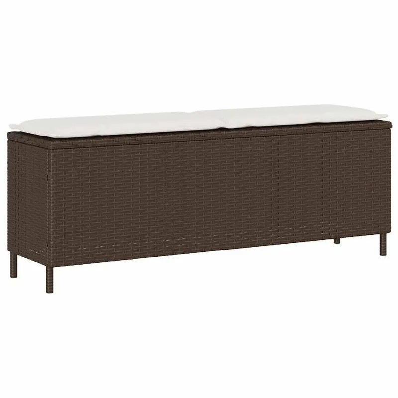 Gartenbank mit Kissen Braun 110x30x40,5 cm Poly Rattan
