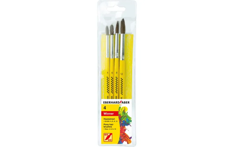 Eberhard Faber Aquarellpinsel Ponyhaar Set, 4 pièces