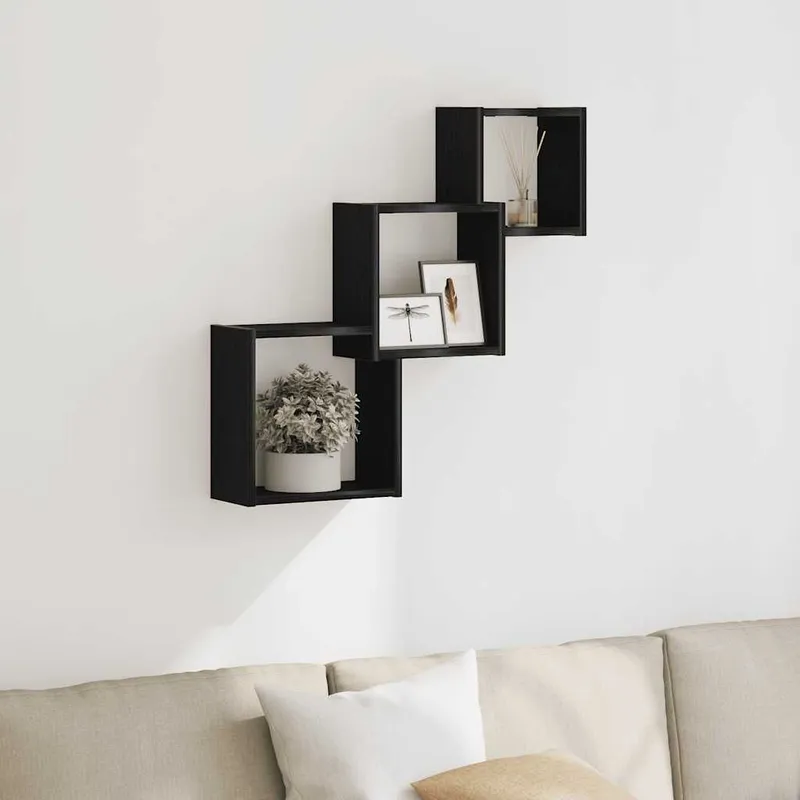 Würfelregale nero Eichen-Optik 68x15x68 cm derivato del legno