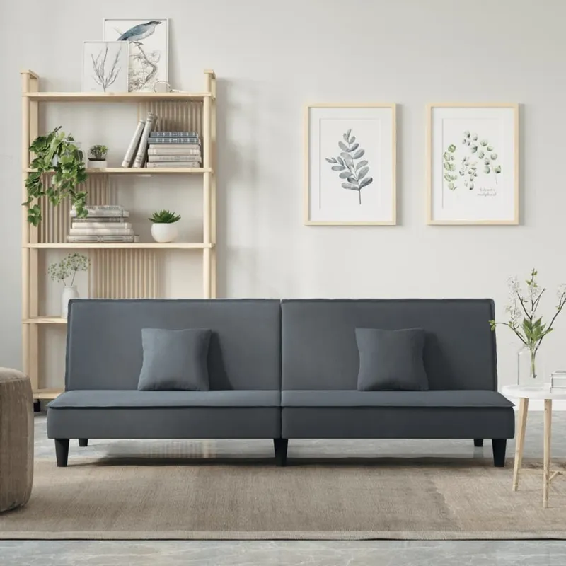 Schlafsofa Dunkelgrau Samt