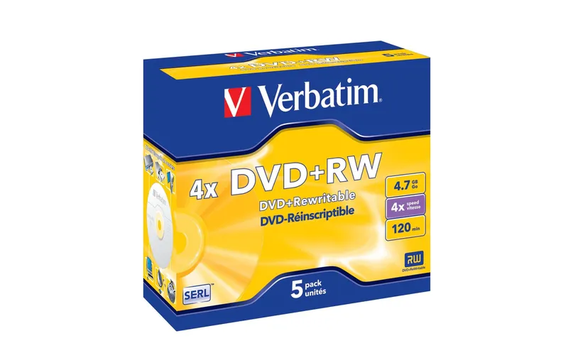 Verbatim DVD+RW 4.7 GB, Jewelcase (5 pezzi)