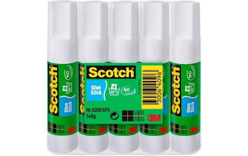 Scotch Klebestift-Set Permanent, 5 Stifte je 8 g transparent