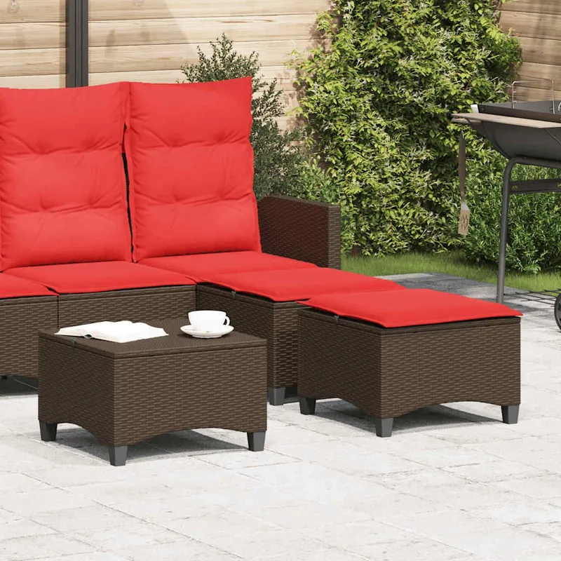 Gartenhocker mit Kissen 2 Stk. marrone 55x55x36 cm Poly Rattan