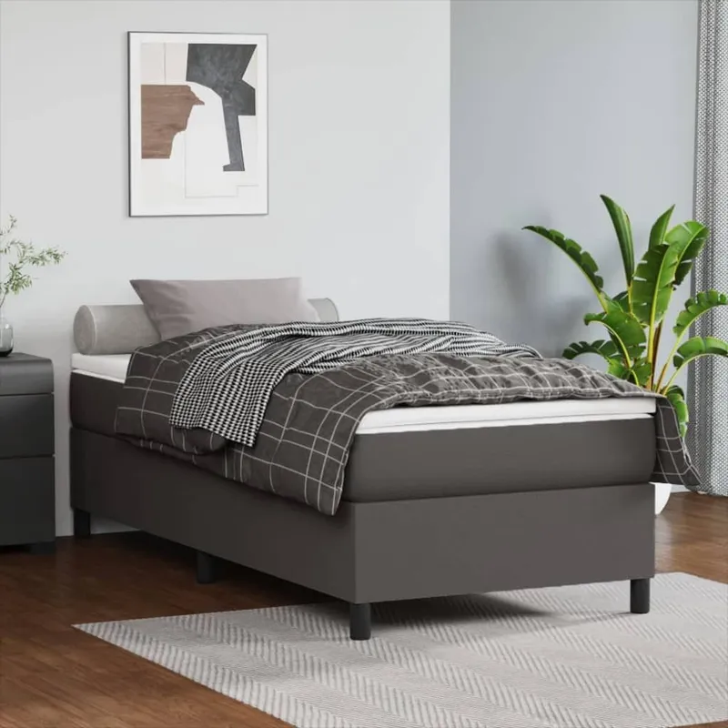 letto boxspringgestell grigio 100x200 cm Kunstleder
