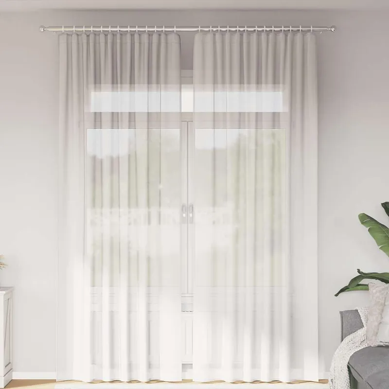 Voile Vorhänge mit Stangentaschen 2 Stk. Weiß