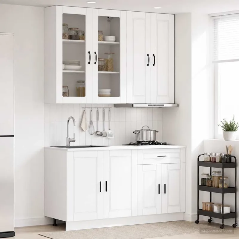 Unité de cuisine PORTO 4 pc Blanc Bois d'ingénierie