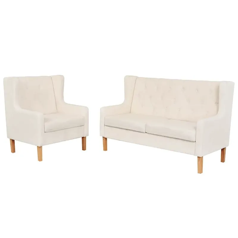 2-tlg. Sofa-Set tessuto Cremeweiß